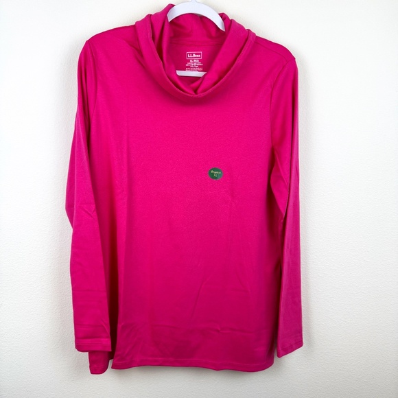 L.L. BEAN Pink Cowl Neck Long Sleeve Tee Shirt Relaxed Fit NWT / Women's XL - Picture 1 of 9